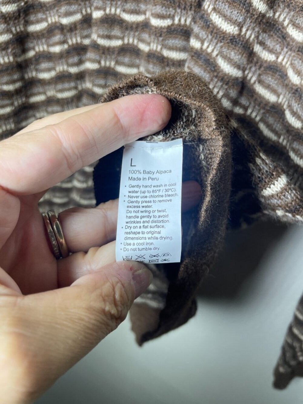 Inka's 100% Baby Alpaca 1/4 zip Brown Tan Men's Sweater Large Cozy Grandpa! - Picture 5 of 7
